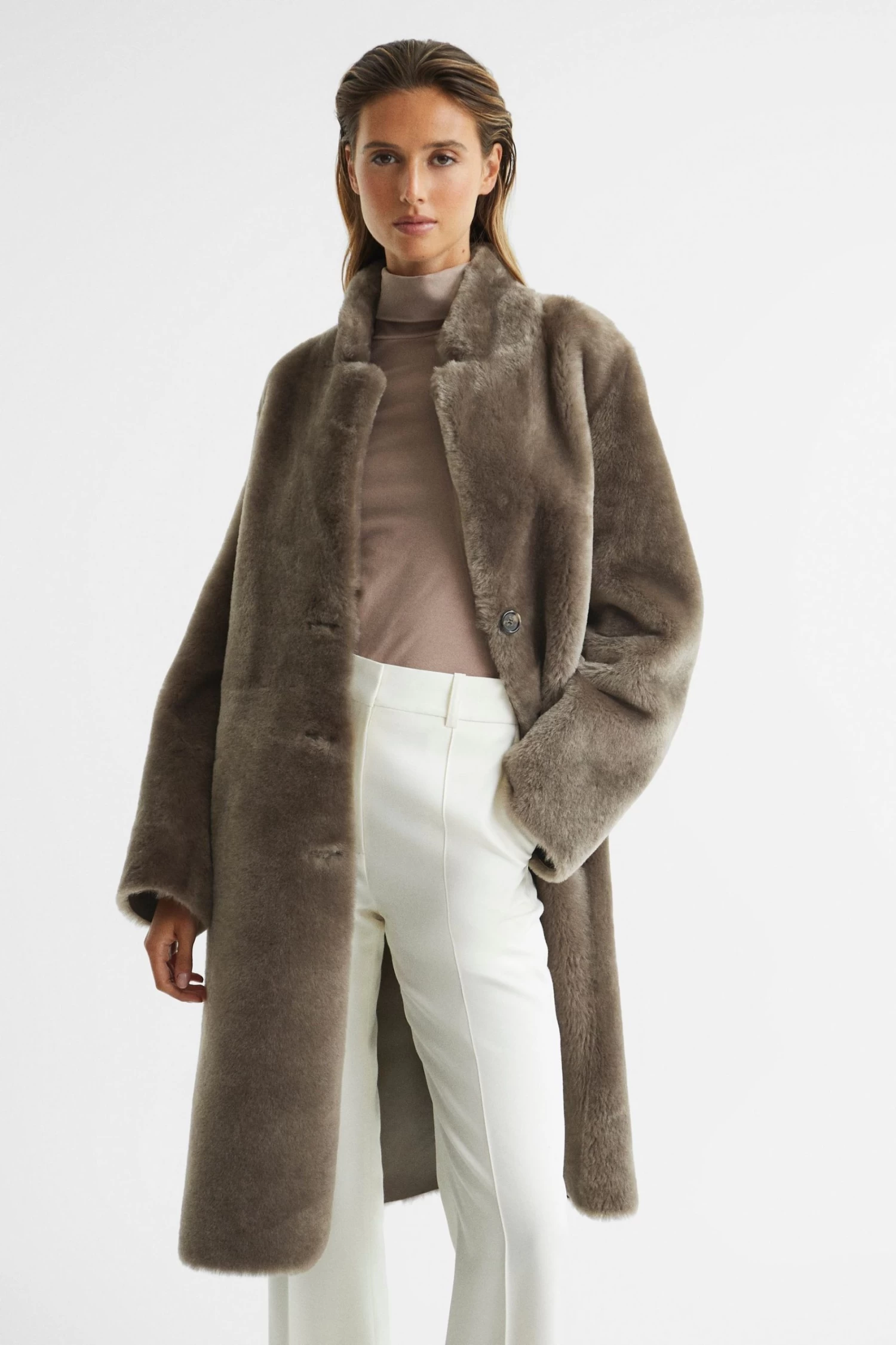 Reiss Jayce Reversible Long Shearling Coat 6 Reiss Jayce Reversible Long Shearling Coat - Image 4