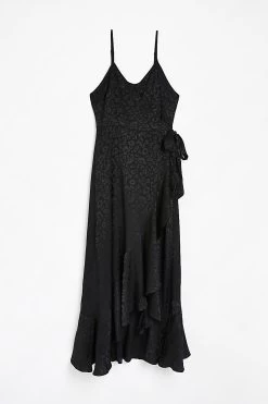 River Island Asymmetric Wrap Slip Black Maxi Dress -Fashion Women C96816s5