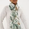 Next Ecru/Pink Leaf Print Foil Plisse Lightweight Scarf -Fashion Women C97553s