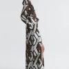 Reiss Loren Snake Print Plunge Maxi Dress