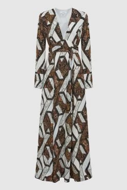 Reiss Loren Snake Print Plunge Maxi Dress -Fashion Women D00315s2
