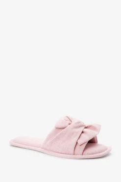 Next Linen Bow Slider Slippers -Fashion Women D02012s4