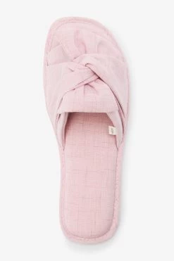 Next Linen Bow Slider Slippers -Fashion Women D02012s5
