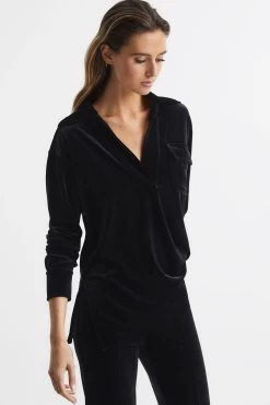 Reiss Eveline Velvet Collar Top