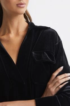 Reiss Eveline Velvet Collar Top -Fashion Women D04214s4