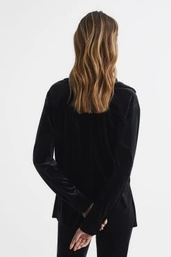 Reiss Eveline Velvet Collar Top -Fashion Women D04214s5