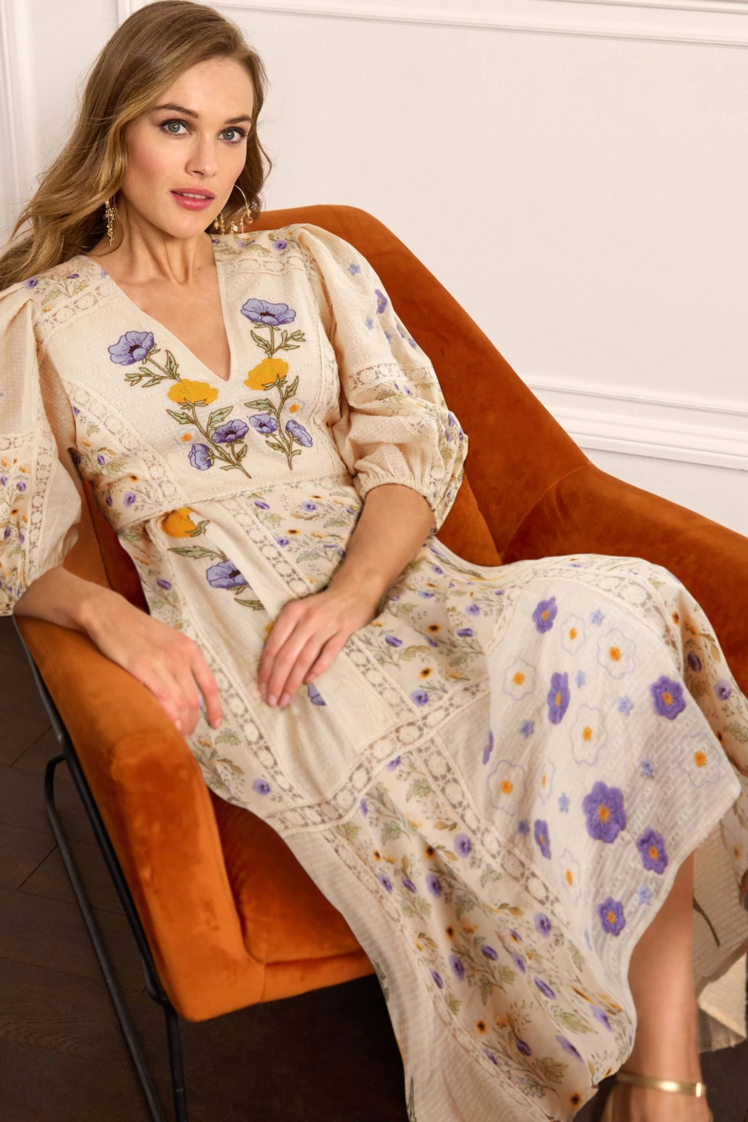 Next Cream Embroidered Open Back Dress 4 Next Cream Embroidered Open Back Dress - Image 2