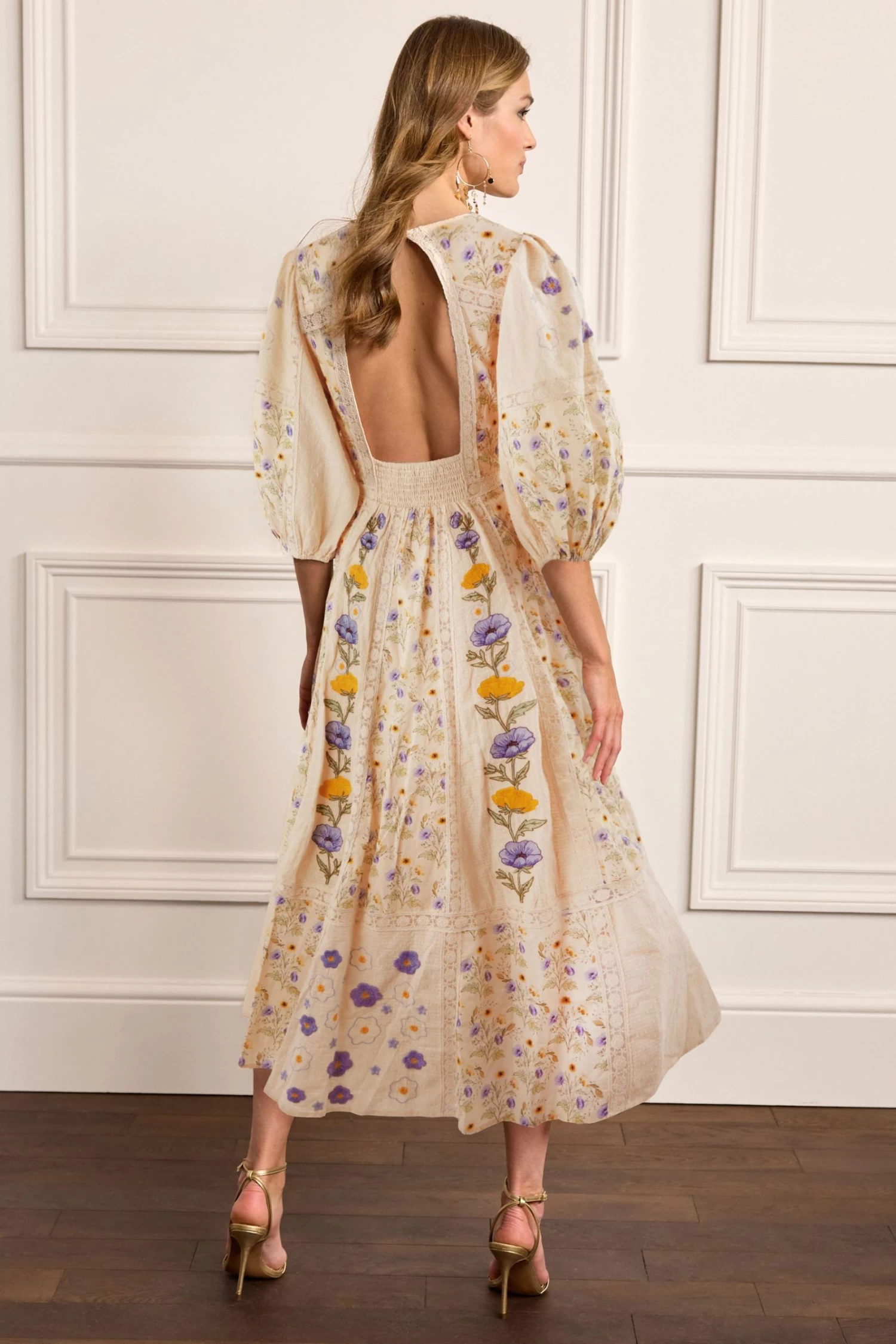 Next Cream Embroidered Open Back Dress 5 Next Cream Embroidered Open Back Dress - Image 3
