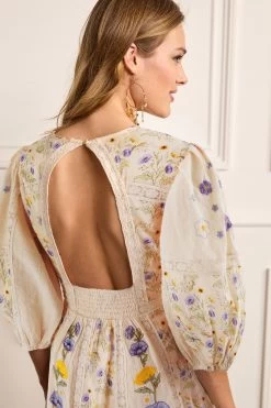 Next Cream Embroidered Open Back Dress 9 Next Cream Embroidered Open Back Dress -Fashion Women D07 343s4