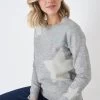 Crew Clothing Light Grey Star Print Casual Jumper -Fashion Women D09924s