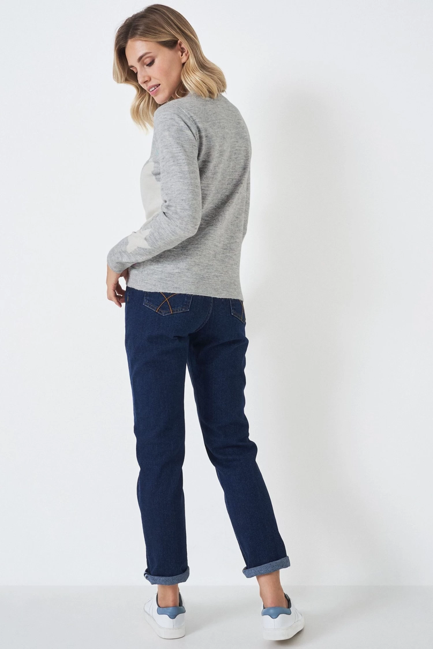 Crew Clothing Light Grey Star Print Casual Jumper 4 Crew Clothing Light Grey Star Print Casual Jumper - Image 2