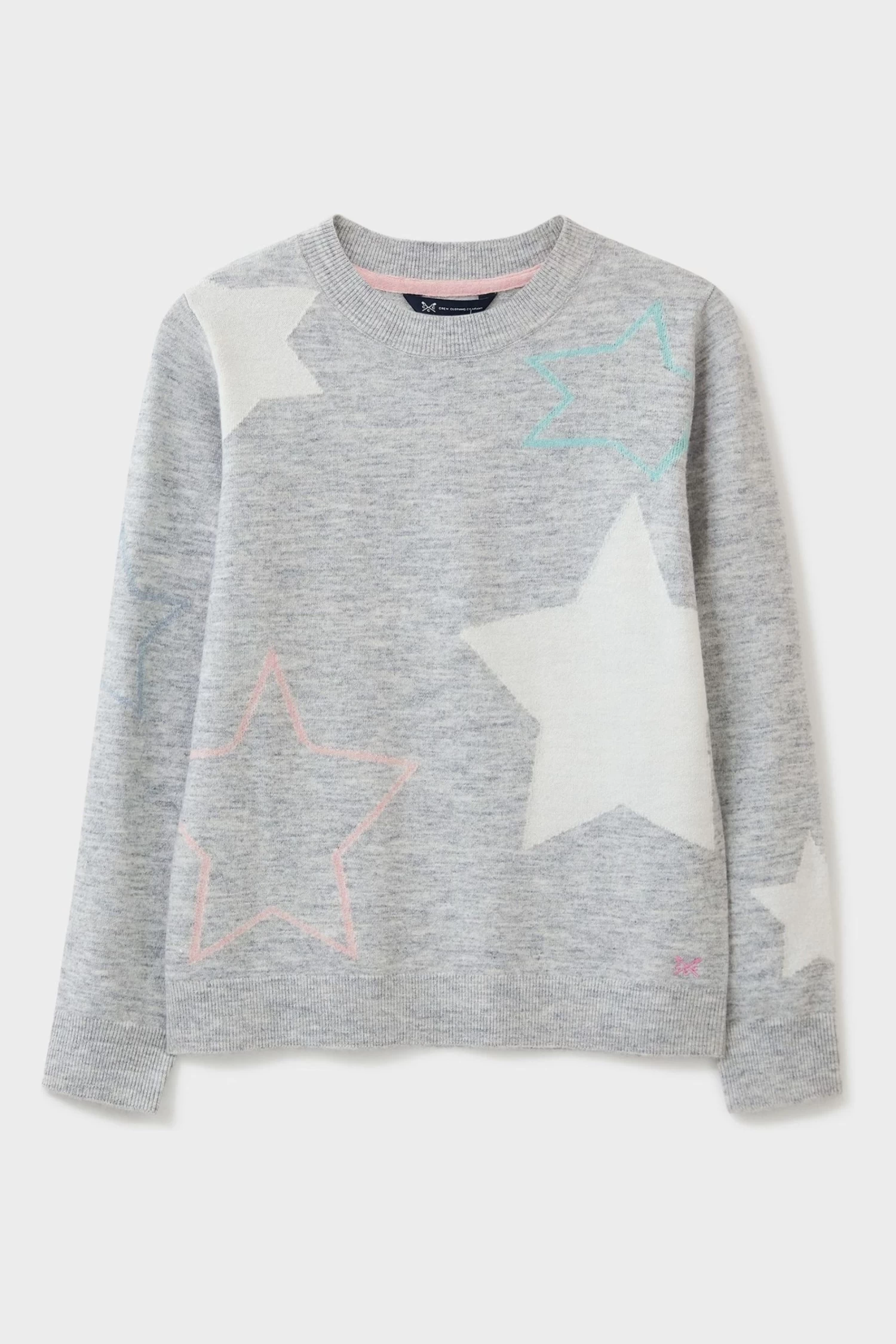 Crew Clothing Light Grey Star Print Casual Jumper 6 Crew Clothing Light Grey Star Print Casual Jumper - Image 4