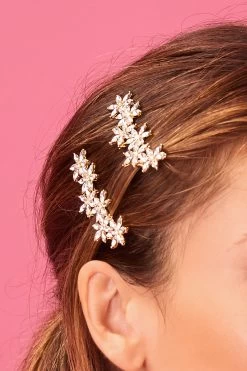 Next Gold Tone Sparkle Flower Hair Grips 2 Pack