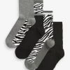 Next Grey/Khaki Green Zebra Ankle Socks 4 Pack -Fashion Women D14456s