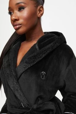 Ann Summers Signature Sparkle Soft Fluffy Black Robe -Fashion Women D16898s3