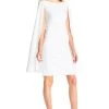 Adrianna Papell White Structured Cape Sheath Dress -Fashion Women D19306s