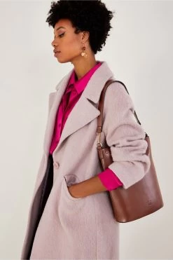 Monsoon Brown Vegan PU Bucket Bag -Fashion Women D19369s4