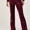 Monsoon Red Daisy Sequin Velvet Kickflare Trousers -Fashion Women D19632s