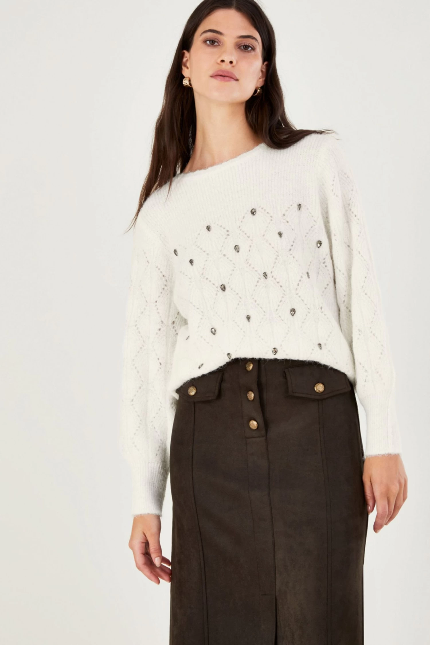 Monsoon Natural Gem Encrusted Jumper With Recycled Polyester 3 Monsoon Natural Gem Encrusted Jumper With Recycled Polyester