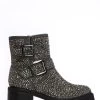 Moda In Pelle Chunky Block Heel Boots With Buckle Detail And Side Zip -Fashion Women D20077s