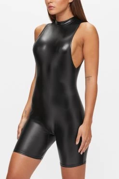 Ann Summers Evocative Wet Look Black Playsuit