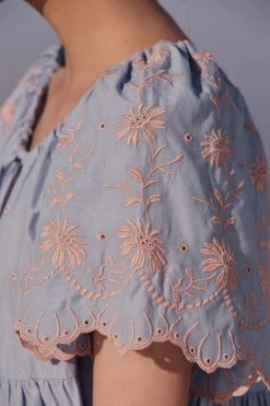 Next Embroidered Short Sleeve Woven Mix Kaftan Mini Dress -Fashion Women D23 260s4