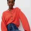 Oliver Bonas Orange Button Knitted Jumper -Fashion Women D24374s