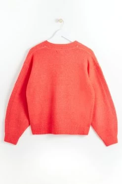 Oliver Bonas Orange Button Knitted Jumper -Fashion Women D24374s5