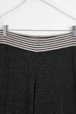 Oliver Bonas Black Rainbow Shimmer Stripe Knitted Flare Trousers -Fashion Women D25090s5