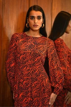 Ro&Zo Black Mix Animal Print Midi Dress -Fashion Women D26081s5