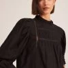 Springfield Romantic Black Pleated Blouse -Fashion Women D26334s