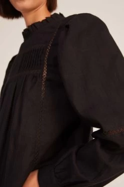 Springfield Romantic Black Pleated Blouse -Fashion Women D26334s4