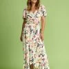 Pom Amsterdam White Garden Bloom Wrap Maxi Dress -Fashion Women D27620s