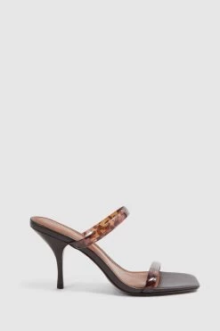 Reiss Emery Tortoiseshell Double Strap Heels