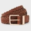 Crew Clothing Company Tan Brown Leather Skinny Belt -Fashion Women D28067s