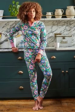 Anorak Pink Nostalgic Flower Cotton Jersey Pyjama Set