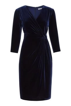 Gina Bacconi Blue Alexxia Velvet Wrap Dress With Knot 11 Gina Bacconi Blue Alexxia Velvet Wrap Dress With Knot -Fashion Women D33271s5