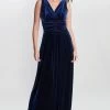 Gina Bacconi Blue Patricia Sleeveless Velvet Maxi Dress -Fashion Women D33308s