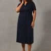 Live Unlimited Curve Blue Jersey Shirt Dress -Fashion Women D42798s