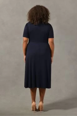 Live Unlimited Curve Blue Jersey Shirt Dress -Fashion Women D42798s2