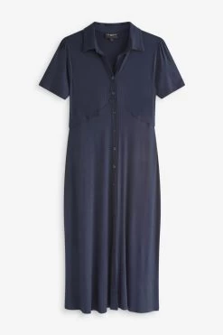 Live Unlimited Curve Blue Jersey Shirt Dress -Fashion Women D42798s3