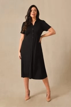 Live Unlimited Black Curve Jersey Shirt Dress