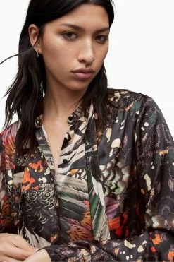 All Saints Green Toni Gene Shirt -Fashion Women D45746s5