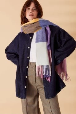 Accessorize Blue Square Check Blanket Scarf