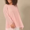 Live Unlimited Curve Pink Dobby Chiffon Top With Shirred Cuffs