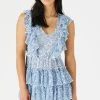 Accessorize Blue Paisley Floral Print Mini Ruffle Dress