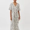 Minimum White Printed Short Sleeve Belted Jumpsuit -Fashion Women D51376s