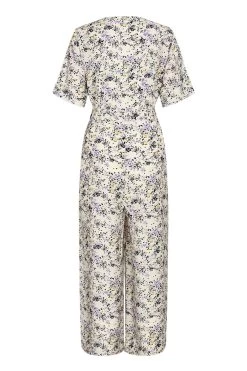 Minimum White Printed Short Sleeve Belted Jumpsuit -Fashion Women D51376s5