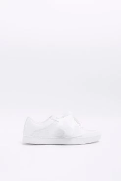 River Island White Bow Tie Brodeire Trainers