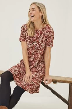 FatFace Simone Blush Jersey Brown Dress 9 FatFace Simone Blush Jersey Brown Dress -Fashion Women D57 846s3